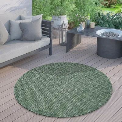 Immagine prodotto di Tappeto per interni ed esterni a trama piatta monocolore moderno resistente alle intemperie per terrazza cucina fantasia monocolore dimensioni 80 cm rotondo