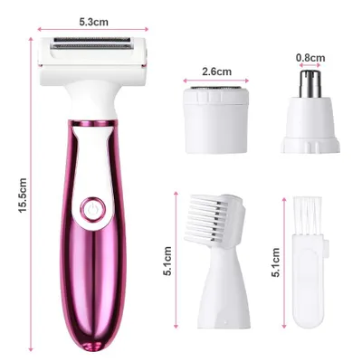 Produktbild von Elektrorasierer Damen, 4-in-1 Nass & Trockenrasierer,Schmerzloser Epilierer für Bikinizone, Achseln, Beine, Arme & Gesicht, USB-Aufladung, Wasserdicht