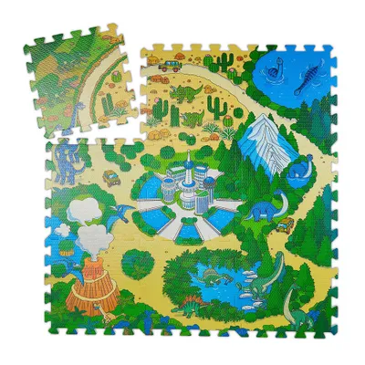 Produktbild von relaxdays 10031433_0 relaxdays Puzzlematte Dinosaurier grün/bunt 31,0 x 31,0 cm