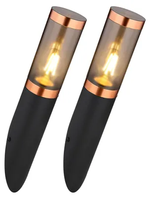 Produktbild von 2x Wandleuchte, Edelstahl, schwarz, rauch, Kupfer, H 41 cm