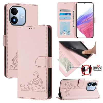Obrázek produktu pro Kožené pouzdro pro Xiaomi Redmi Note 17 4G, sladká kočka Flip pouzdro s funkcí stojánku a peněženkou Růžový