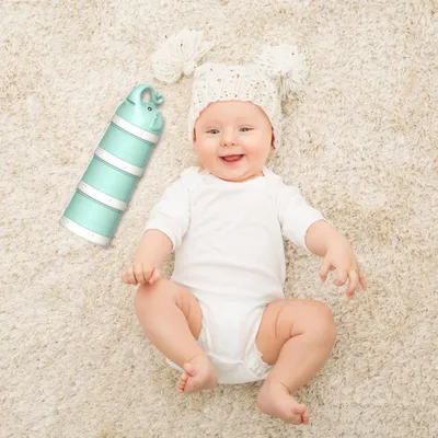 Productafbeelding van Melkpoederdispenser voor baby's, grote capaciteit, geschikt om containers met babyvoeding en snacks op te stapelen, geschikt voor reizen, -vrij, met 3 compartimenten