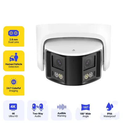 Produktbild von 4K Sicherheitskamera, KI-Personenerkennung, 180° Weitwinkelabdeckung, 1PC I91DX