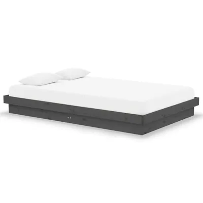 Image de vidaXL Lit en bois massif gris 120x190 cm