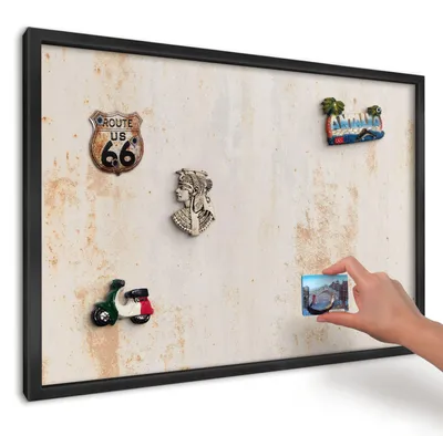 Produktbild von Magnettafel 60x40 cm mit schwarzem Rahmen - Magnetische Metalltafel, Magnetpinnwand zur Wandmontage für Wohnzimmer, Küche, Flur, Kinderzimmer und Büro - rostige Textur