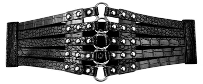 Zdjęcie produktu dla Paski damskie marki JewelryWe: Gotycki, vintage'owy, elastyczny pas w kształcie gorsetu, zdobiony złotymi elementami