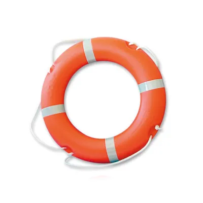 Produktbild von Rettungsring ∅73 cm mit Griffleine, Orange mit Reflektorstreifen für Boote