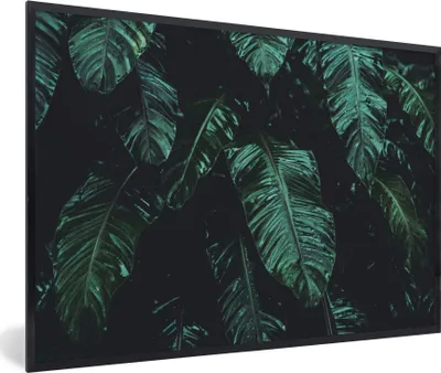 Produktbild von MuchoWow® Gerahmtes Poster Dschungel - Palme - Blätter - Tropisch 90x60 cm - Poster mit Schwarzem Bilderrahmen Wandposter Rahmen Foto Bilder - Fotorahmen - Foto-Plakat
