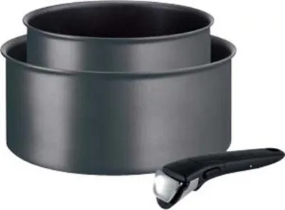 Produktbild von Set mit 2 schwarzen, antihaftbeschichteten töpfen (16/20 cm). Tefal L6859202