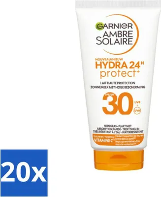 Produktbild von Garnier - Ambre Solaire - Sonnenschutzmittel - Hydra 24H Protect - LSF 30 - Reisegröße - 50 ml - Vorteilspack - 20 Stücke
