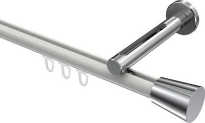 Produktbild von Interdeco Innenlaufstange / Gardinenstange mit Innenlauf Weiß / Chrom, Typ Siteno Sitra (Konus), 20 mm Ø 1-läufig, 140 cm