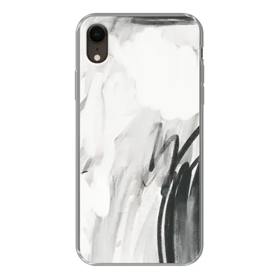 Produktbild von MuchoWow® Handyhülle Schutzhülle Hülle für iPhone XR Kunst - Schwarz - Weiß - Abstrakt Silikon Softcase Handy Hülle - Schutzdeckel