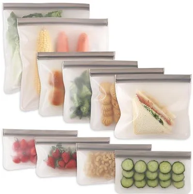 Produktbild von Umweltfreundliche, recycleerbare Tiefkühlbeutel, 10 Stück, ohne BPA, nachhaltig, wieder verwendbar, für die Heimorganisation und das Marinieren von Fleisch, Obst und Snacks.