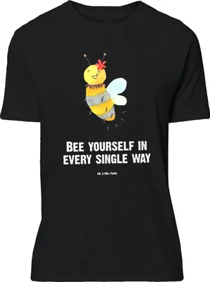 Produktbild von Mr. & Mrs. Panda Größe L T-Shirt Biene Blume - Schwarz - Geschenk, Tshirt, mit Spruch, Shirt