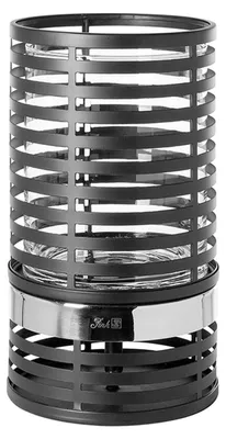 Produktbild von FINK Windlicht MATERA mit Glas - Kerzenhalter aus Eisen pulverbeschichtet, schwarz, silberfarben, H 30 cm, Ø 18,5 cm