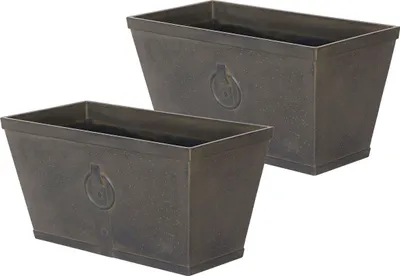 Obrázek produktu pro BELIANI Sada 2 květináčů šedá vláknitý jíl 60 x 30 x 30 cm obdéĺníkové květináče do interiéru a exteriéru