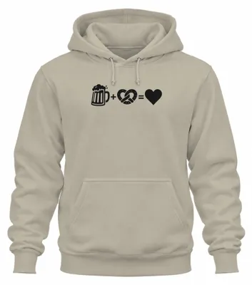 Produktbild von Bier Brezel Herz Trachtenshirt Lederhose Hoodie Kapuzenpullover, Natur, S