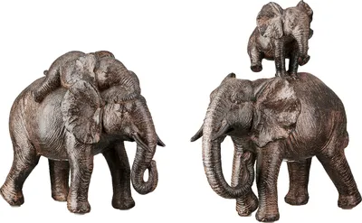 Produktbild von Gilde Figur, Elefant, "Tarangire", Kunstharz, braun, VE 4, 2fach sortiert, L. 10 cm, B. 18 cm, H. 20 cm