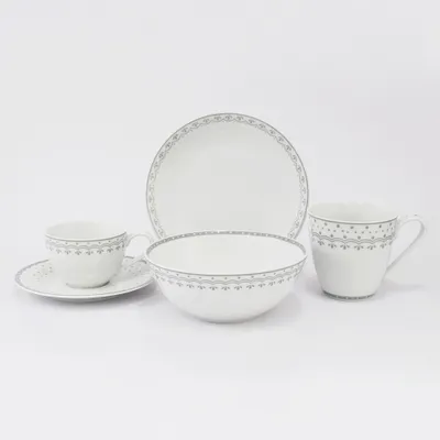 Obrázek produktu pro Snídaňová souprava, český porcelán, HyggeLine, šedá, Leander, 5 d. Bez monogramu: Bez monogramu