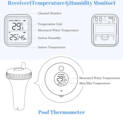 Drahtloses Poolthermometer mit LCD-Display und, Ansicht 7 von 10