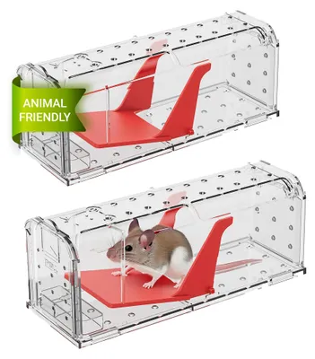 Produktbild von Roshield 2 x Mausefalle Lebend – Humane, effektive und Wiederverwendbare Lebendfalle für Innen und Außen, Haustier- und kinderfreundlich