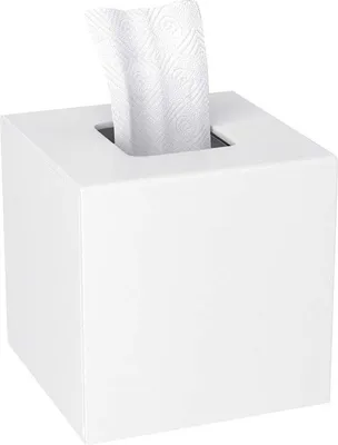 Zdjęcie produktu dla Kwadratowe akrylowe pudełko na chusteczki 14 cm, białe