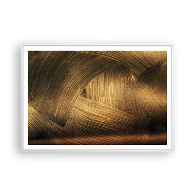 Produktbild von Gerahmtes Poster - Weißer Rahmen - Abstraktion Gold Textur - 100x70 cm - Wand Bild - Wanddeko - Wandbilder - Kunstposter - Wandposter - Bilderrahmen - Bilder - Kunstdruck - P2WAA100x70-4477