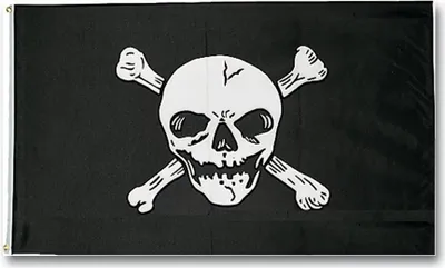 Produktbild von Piratenflagge 90 x 150 cm mit Verstärkungsband, 2 Messingösen und Doppelnähten