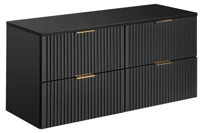 Produktbild von Badezimmer-Hängeschrank mit Rillenfliesen - Schwarz - 120 cm - ZEVARA