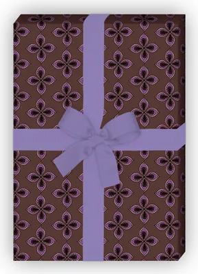 Produktbild von Elegantes Geschenkpapier mit Paisley Blüten, lila braun - G11501, 32 x 48cm