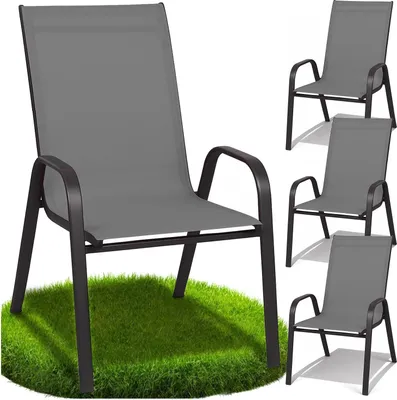Produktbild von Metall Gartenstuhl, Terrasse, Balkonsessel, Terrasse, Balkon, grau, 4 Stk.