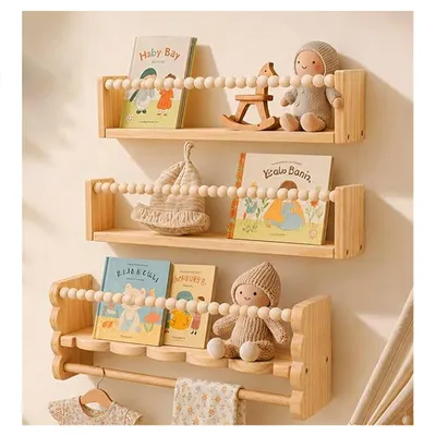 Wandregal-Set aus Massivholz 40 cm – 3er-Set für Kinder