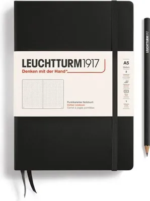Obrázok produktu pre Leuchtturm 329398, Jednofarebné, Čierna, A5, 80 g/m², Bodkovaný papier, tvrdý obal