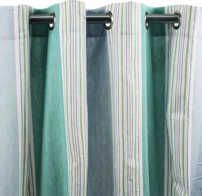 Immagine prodotto di Tenda in cotone a righe turchesi con occhielli 150x270