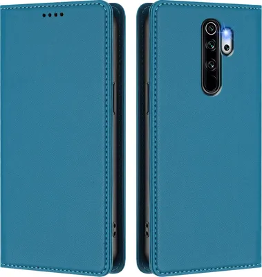 Produktbild von Handyhülle für Xiaomi Redmi Note 8 Pro, Kunstleder Klapphülle Stoßfeste Magnetische Hülle mit Ständer Blau