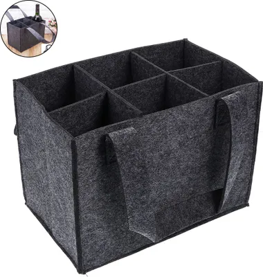 Produktbild von 1 PCS Bottle-Bag, Tragetasche mit Trennwände, Weinflasche Geschenk Tasche, Flaschentasche Flaschenträger Bierträger Filztasche für 6 Flaschen perfekt für Party Reise Party