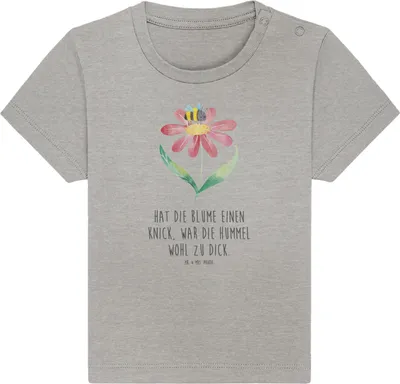 Produktbild von Mr. & Mrs. Panda  T-Shirt Hummel Blume 6. - 12. Monat - Heather Grey - Geschenk, Babyshirt, Baby Baumwollshirt, Natur, Biene, Kleinkind Shirt, Hummeln, Kurzarmshirt