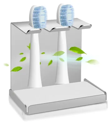 Image de Porte-brosses à dents mural pour 2 têtes amovibles | Lot de 2 | Acier inoxydable | Argent