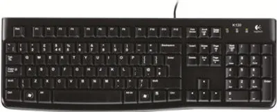 Zdjęcie produktu dla Logitech K120, Pełnowymiarowy (100%), Przewodowa, USB, QWERTY, Czarny