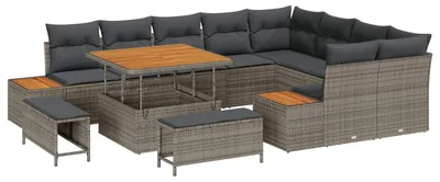 Immagine prodotto di vidaXL Set di divani da giardino, 12 pezzi, 11 posti, grigio