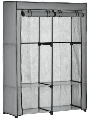 Obrázok produktu pre Šatník s 2 tyčami a 4 policami | Farba: Svetlosivá | Rozmery: 118 x 49 x 170 cm