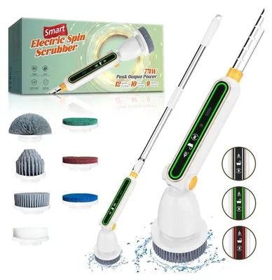 Zdjęcie produktu dla elektryczna szczotka do czyszczenia 7 w 1 z wyświetlaczem - mocne obroty, cicha, teleskopowa rączka, inteligentny czujnik, zmienna prędkość