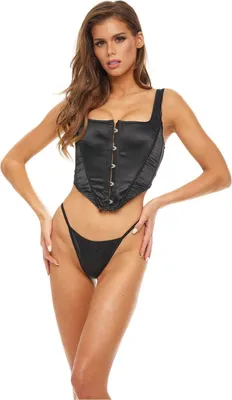 Produktbild von Bombshell Boudoir Hook Up Front Korsett Set Schwarz, S