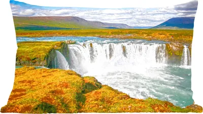 Produktbild von MuchoWow® Zierkissen Sofakissen Wohnzimmer Dekokissen 50x30 cm Wasserfall - Wasser - Natur - Wohnzimmerdekoration - Polster mit Photo