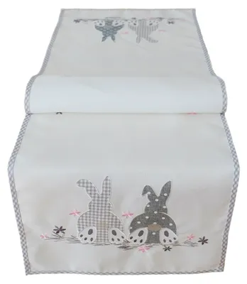 Produktbild von Tischdecle Tischtuch Stickerei Osterhasen Tischläufer Ostern 40 x 140 cm