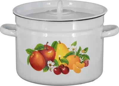 Produktbild von Früchte Emaille Kochtopf Topf 7 Liter ca 23cm emailliert mit Motiv und Deckel