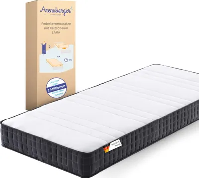 Produktbild von Arensberger LARA Federkernmatratze - 19cm Höhe - Matratze mit Schaumstoff Schicht - H2 H3 Mittelfest – 7 Zonen - Federkern - Liegekomfort 90x200cm