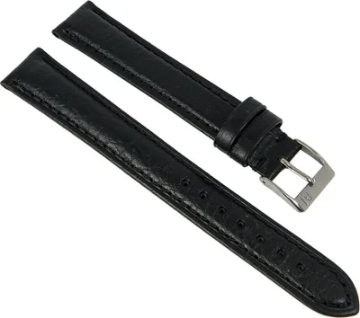 Produktbild von Uhrenarmband XL echt Bisonleder genarbt schwarz Minott 27727, Stegbreite:22mm, Schließe:Silbern