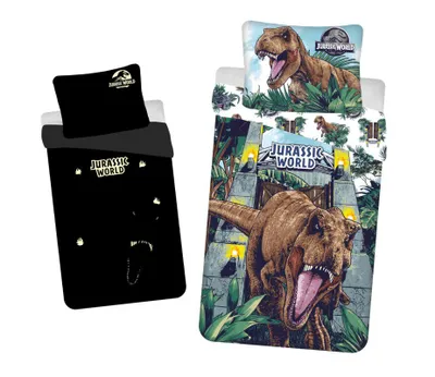 Produktbild von Bettwäsche Jurassic World Dinosaurier floureszierend 140x200/ 70x90cm Baumwolle