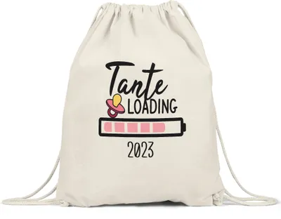 Produktbild von Tante Loading 2023 Turnbeutel Gymsack für werdende Tanten zur Geburt Babynews Nichte Neffe Ich werde Tante Geschenk